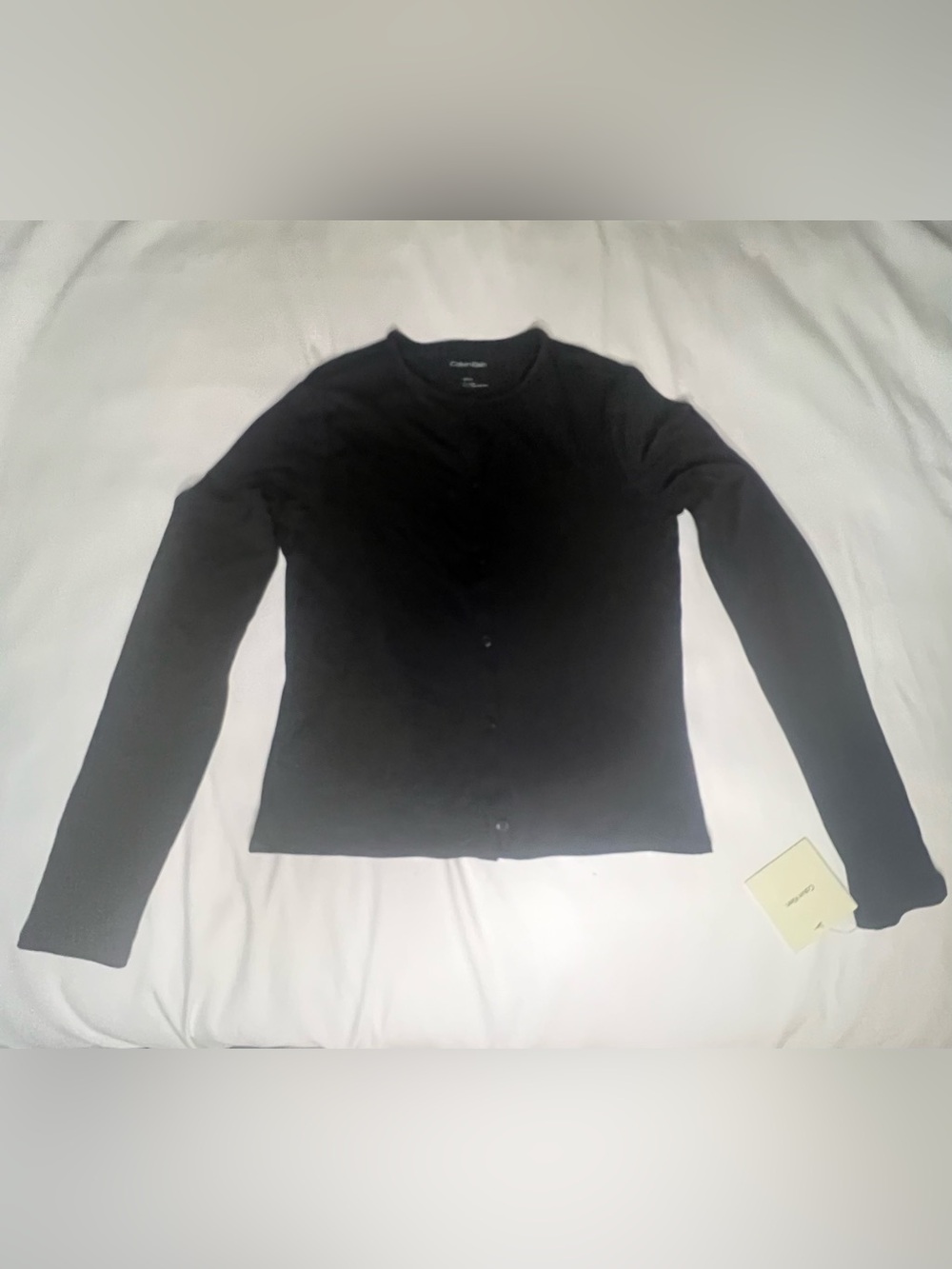 Calvin Klein Solid Black Light Knit Cardigan